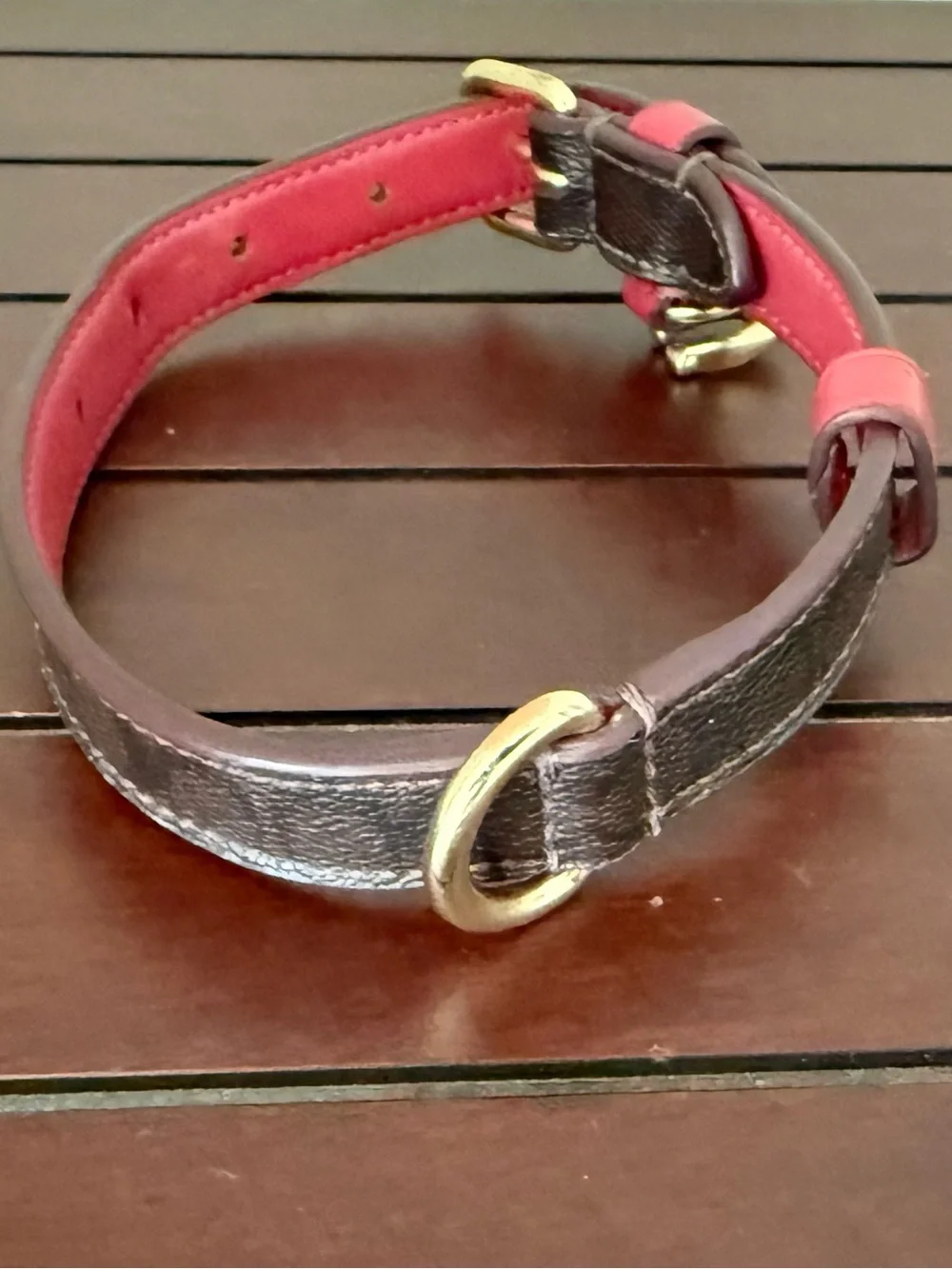 Coach Dog Collar in Signature coated Canvas and smooth Leather Size S